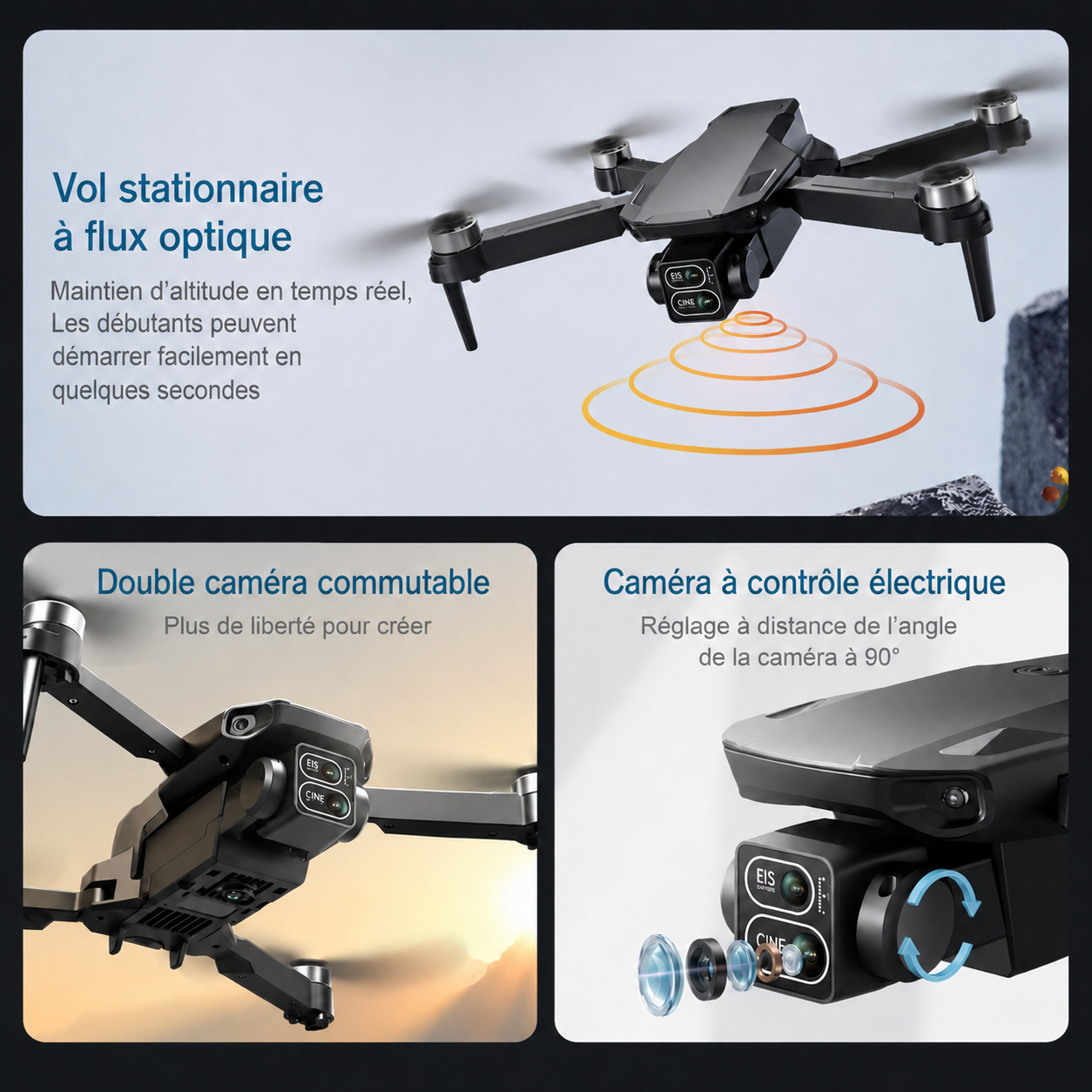 Drone Vidéo 8K WiFi avec 3 Batteries