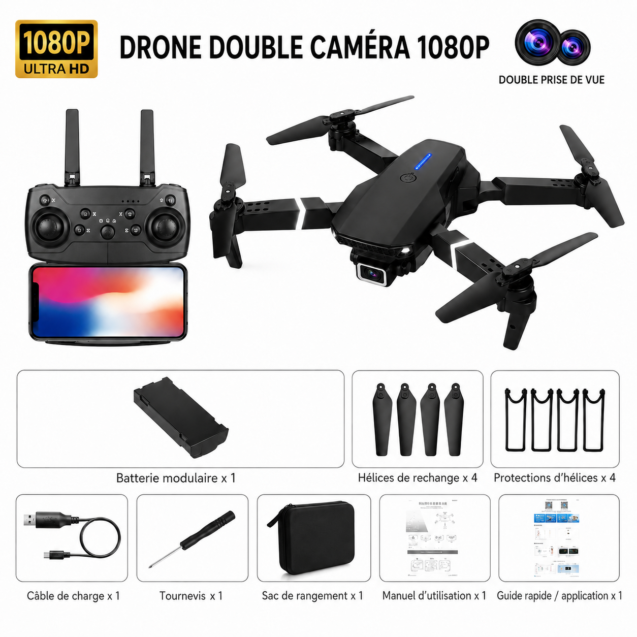 Drone 1080P WiFi Pliable – Premier Drone