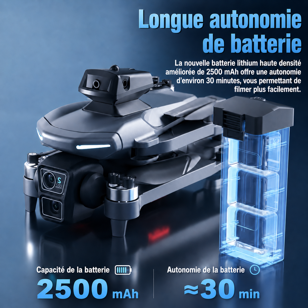 Drone Avancé GPS WiFi avec Caméra 8K et 3 Batteries