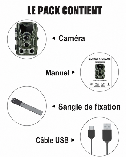 Caméra de Chasse avec Écran LCD Intégré & Vision Nocturne Infrarouge