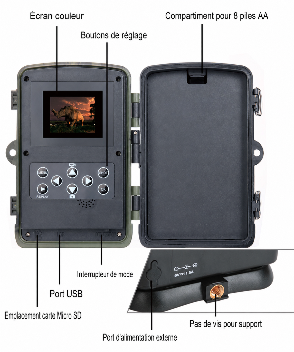 Caméra de Chasse avec Écran LCD Intégré & Vision Nocturne Infrarouge