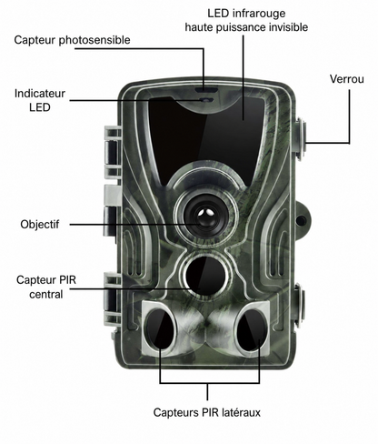 Caméra de Chasse avec Écran LCD Intégré & Vision Nocturne Infrarouge