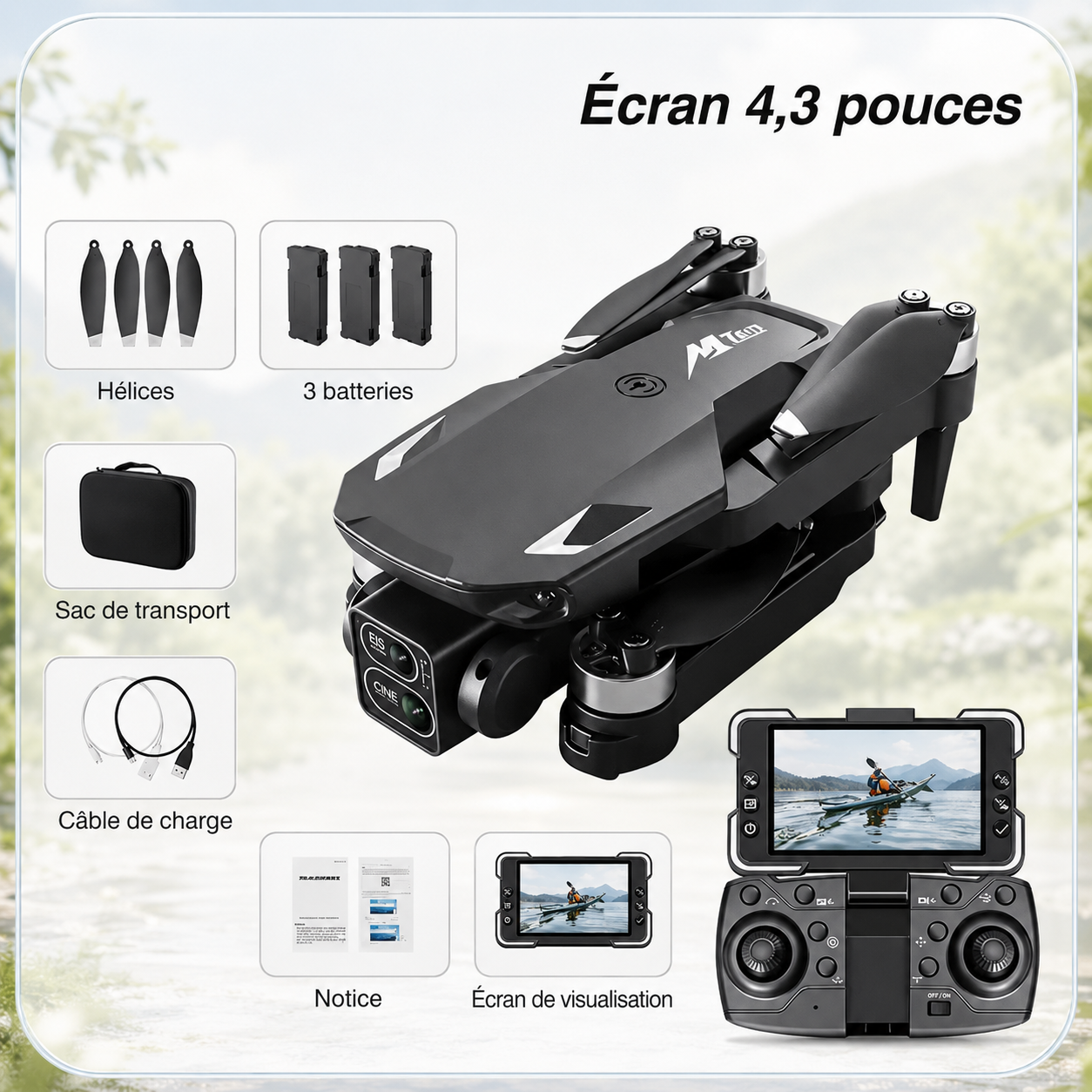 Drone Vidéo 8K WiFi avec 3 Batteries