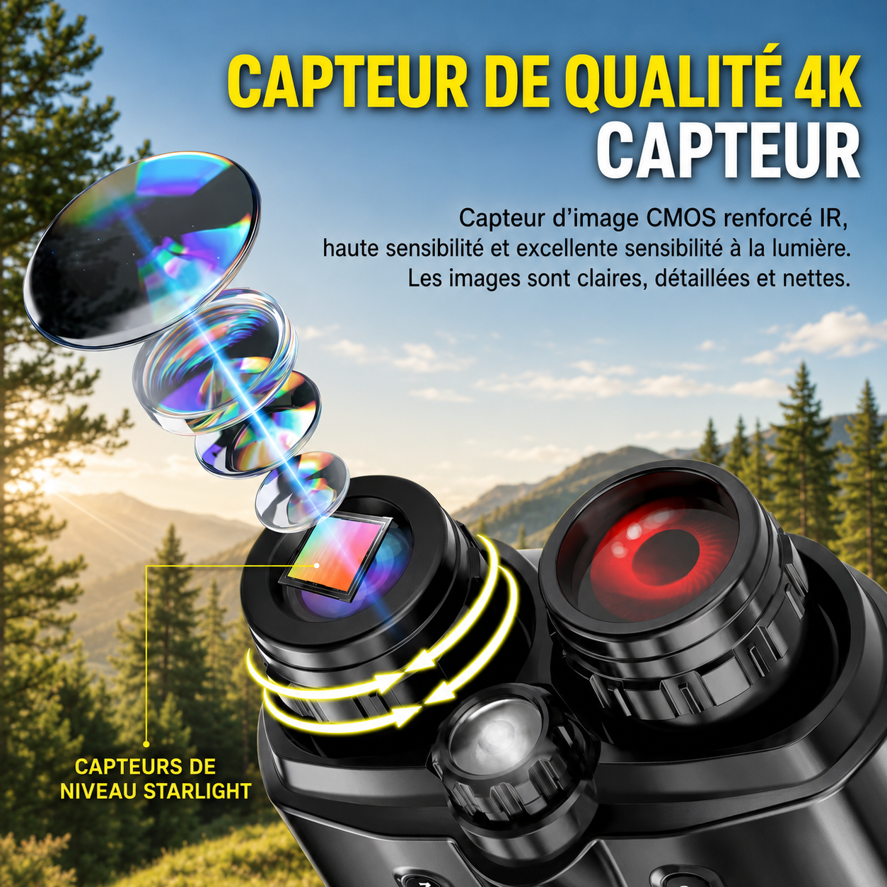 Jumelles de Vision Nocturne 4K - Autonomie 12 heures