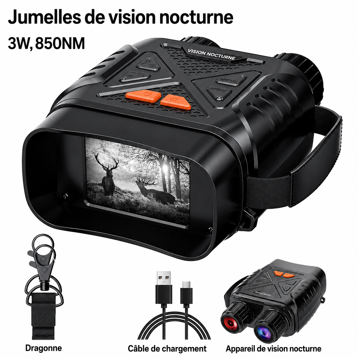 Jumelles de Vision Nocturne - Autonomie 3 heures