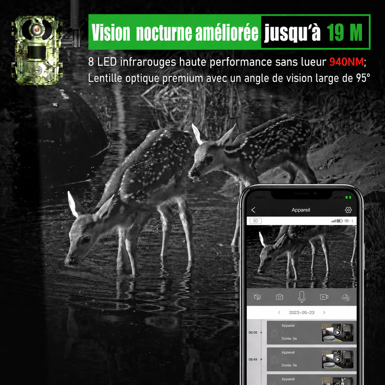 Caméra de Chasse 4G Solaire 2K Infrarouge