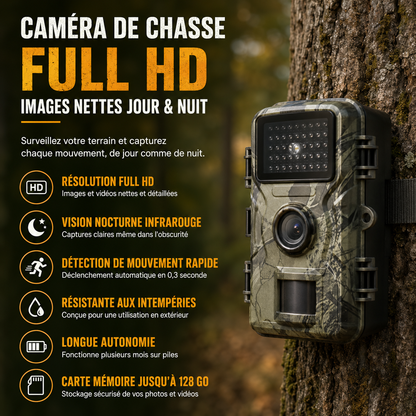 Caméra de Chasse Full HD  Images Nettes Jour & Nuit