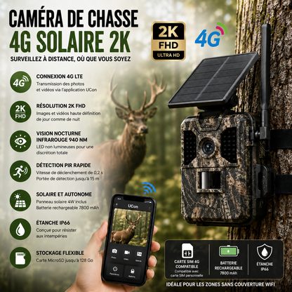 Caméra de Chasse 4G Solaire 2K Infrarouge