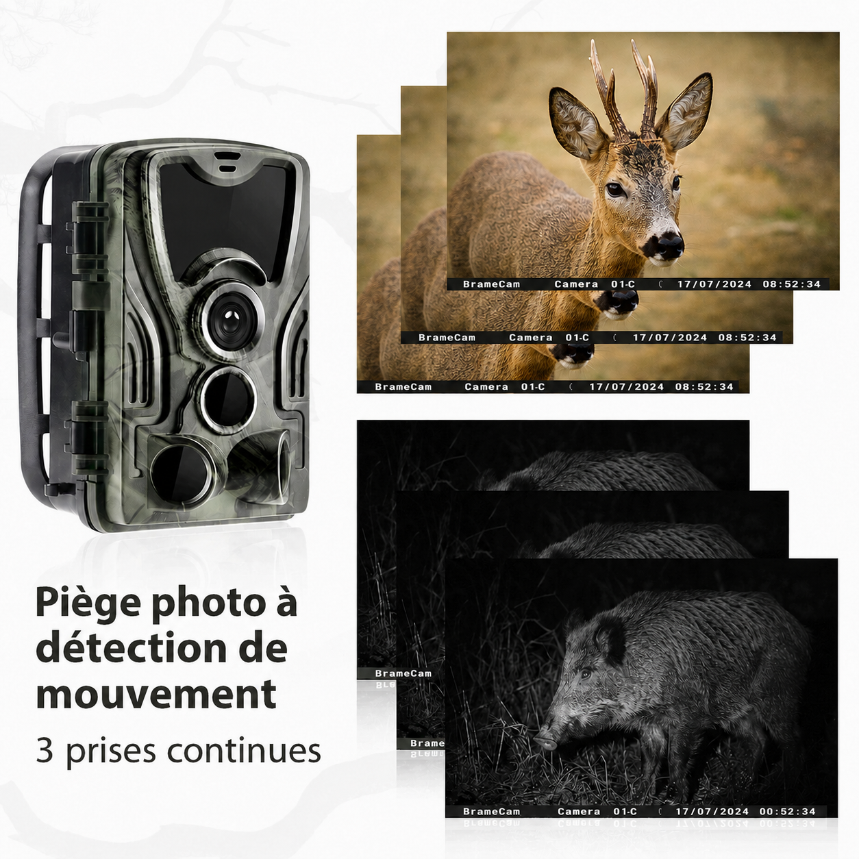 Caméra de Chasse avec Écran LCD Intégré & Vision Nocturne Infrarouge