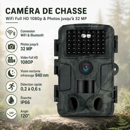 Caméra de Chasse WiFi  Full HD 1080p & Photos jusqu’à 32 MP